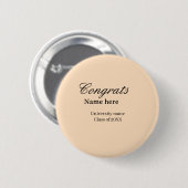 Gefeliciteerd afgestudeerd universiteitsnaam klas ronde button 5,7 cm (Voorkant /achterkant)