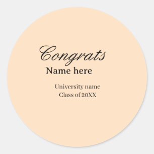 Gefeliciteerd afgestudeerd universiteitsnaam klas  ronde sticker