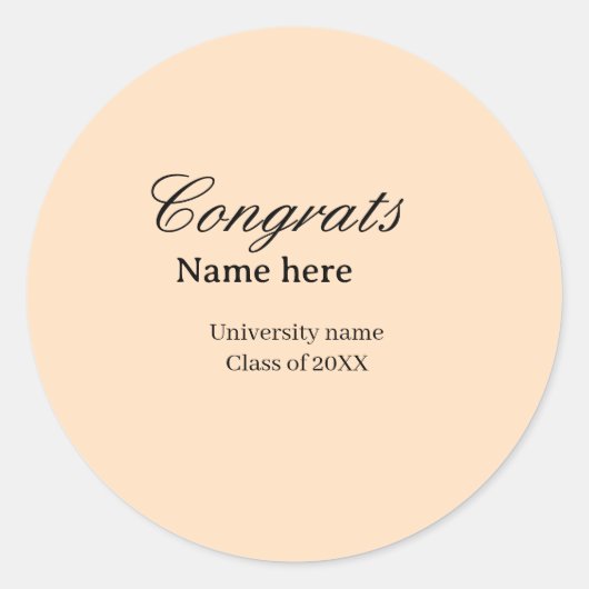 Gefeliciteerd afgestudeerd universiteitsnaam klas ronde sticker (Voorkant)