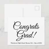 Gefeliciteerd afgestudeerd wit zwart aangepaste sc briefkaart (Voorkant / Achterkant)