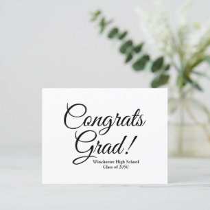 Gefeliciteerd afgestudeerd wit zwart aangepaste sc briefkaart