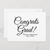 Gefeliciteerd afgestudeerd wit zwart aangepaste sc briefkaart (Voorkant / Achterkant)