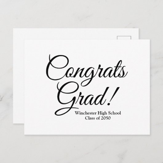 Gefeliciteerd afgestudeerd wit zwart aangepaste sc briefkaart (Voorkant / Achterkant)