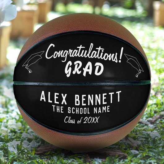 Gefeliciteerd Afgestudeerd Zwart en Wit Afstudeer Basketbal