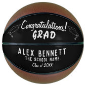 Gefeliciteerd Afgestudeerd Zwart en Wit Afstudeer Basketbal (Voorkant)