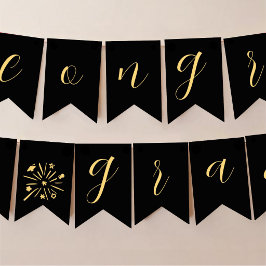 Gefeliciteerd Afgestudeerd Zwarte Gouden Afstudeer Vlaggetjes