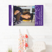 Gefeliciteerd Afgestudeerde 1 Foto Paarse Vertical Spandoek (Insitu)