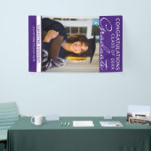 Gefeliciteerd Afgestudeerde 1 Foto Paarse Vertical Spandoek (Beurs)