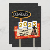 Gefeliciteerd afgestudeerde 2023 Zwart Witte Retro Aankondiging (Voorkant / Achterkant)