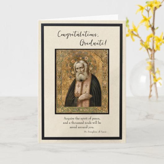 Gefeliciteerd Afgestudeerde 2025 Orthodoxe Christe Kaart (Gele Bloem)