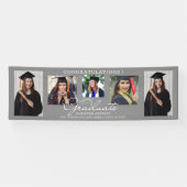 Gefeliciteerd Afgestudeerde 2026 Grijs 5 Foto Afst Spandoek (Horizontaal)