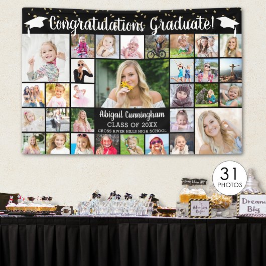 Gefeliciteerd Afgestudeerde 31 Foto Collage Aangep Spandoek