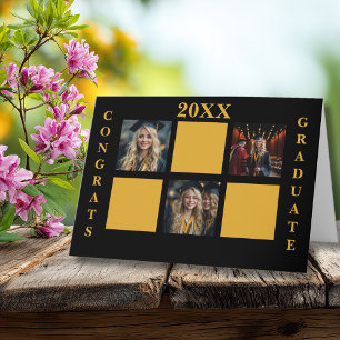 Gefeliciteerd Afgestudeerde 3 Foto Collage Zwart G Kaart