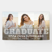 Gefeliciteerd Afgestudeerde 3 Foto Modern Overlay Spandoek (Horizontaal)