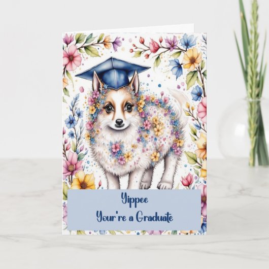 Gefeliciteerd afgestudeerde 8e klas met hond kaart (Voorkant)