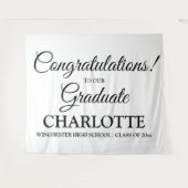 Gefeliciteerd afgestudeerde aangepaste zwarte scri wandkleed (Voorkant (horizontaal))