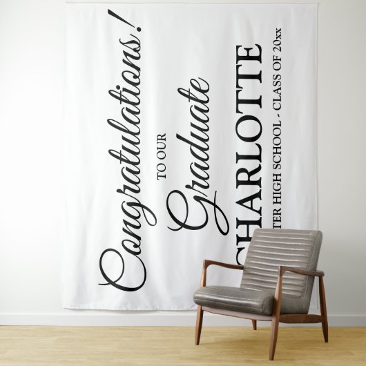 Gefeliciteerd afgestudeerde aangepaste zwarte scri wandkleed (In situ)