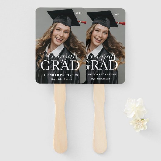 Gefeliciteerd Afgestudeerde Afstudeerfoto Afstuder Handwaaier (Voorkant en achterkant)