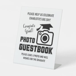 Gefeliciteerd Afgestudeerde Afstudeerfoto Gastboek Reclamebord Met Voetstuk