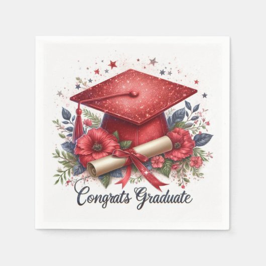 Gefeliciteerd Afgestudeerde, Afstudeerhoed en Dipl Servet (Voorkant)