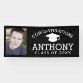 Gefeliciteerd Afgestudeerde Afstudeerhoed en foto Spandoek (Horizontaal)