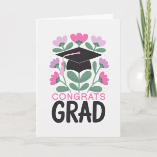 Gefeliciteerd Afgestudeerde Afstudeerhoed Roze Paa Kaart