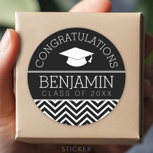 Gefeliciteerd Afgestudeerde Afstuderen CAN EDIT CO Ronde Sticker