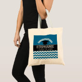 Gefeliciteerd Afgestudeerde - Blauwe Zwarte Afstud Tote Bag (Voorkant (product))