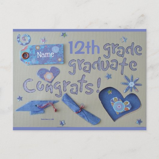 Gefeliciteerd Afgestudeerde | Blue Beach Song™ Ans Briefkaart (Voorkant)