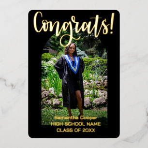 Gefeliciteerd Afgestudeerde Boog Foto Afstuderen Folie Feestdagenkaart