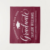 Gefeliciteerd Afgestudeerde Bordeaux Achtergrond Wandkleed (Voorkant)