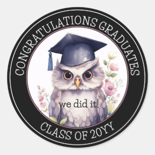 Gefeliciteerd Afgestudeerde Cute Afstudeeruil Ronde Sticker