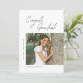 Gefeliciteerd Afgestudeerde Foto Afstudeeraankondi Aankondiging (Staand voorkant)