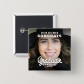Gefeliciteerd Afgestudeerde | Foto Afstuderen Vierkante Button 5,1 Cm (Voorkant /achterkant)