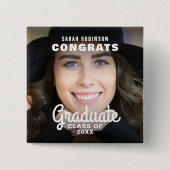 Gefeliciteerd Afgestudeerde | Foto Afstuderen Vierkante Button 5,1 Cm (Voorkant)