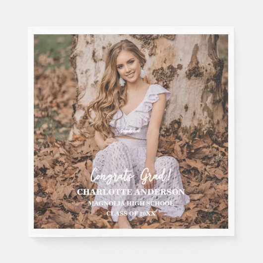 Gefeliciteerd Afgestudeerde Foto Servet (Voorkant)