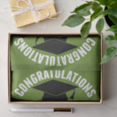 Gefeliciteerd Afgestudeerde - Groene Zwarte Afstud Tissuepapier (Geschenk)