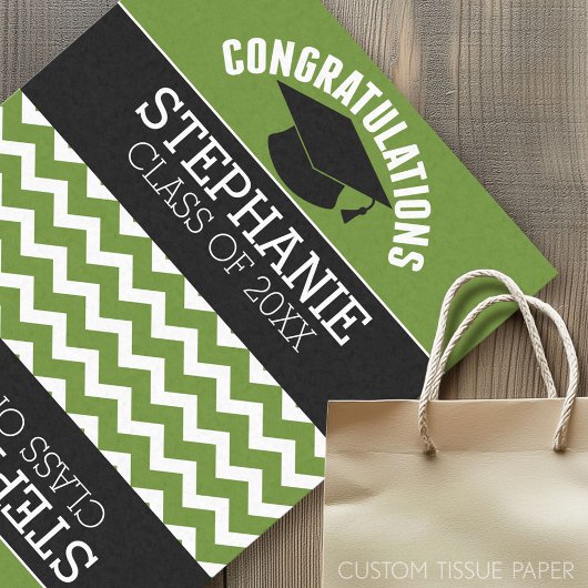 Gefeliciteerd Afgestudeerde - Groene Zwarte Afstud Tissuepapier