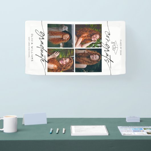 Gefeliciteerd Afgestudeerde Handgetekende Script F Spandoek (Beurs)