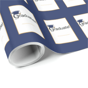Gefeliciteerd Afgestudeerde, Hoed, Kwast, Blauw, G Cadeaupapier