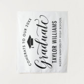 Gefeliciteerd Afgestudeerde Klassieke Witte Achter Wandkleed (Voorkant)