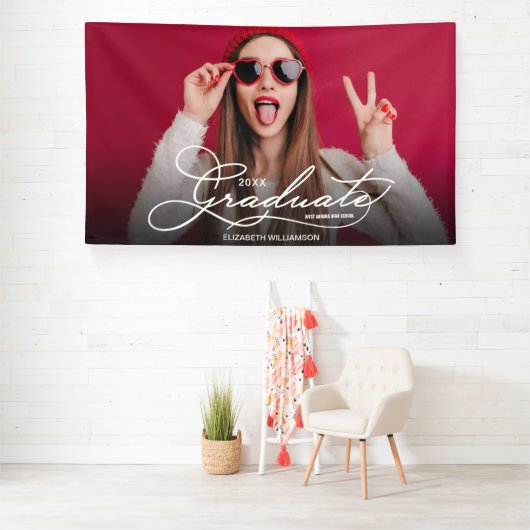 Gefeliciteerd Afgestudeerde Modern Foto Spandoek (Insitu)