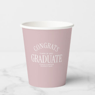 Gefeliciteerd Afgestudeerde Modern Roze Papieren Bekers