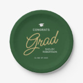 Gefeliciteerd Afgestudeerde Modern Script Groen Af Papieren Bordje (Voorkant)