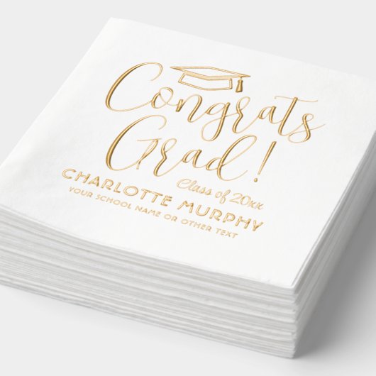 Gefeliciteerd Afgestudeerde! Moderne Trendy Script Folie Servetten (Detail)