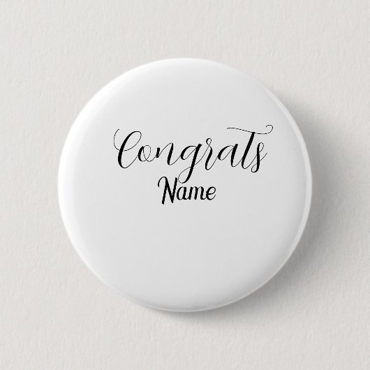 Gefeliciteerd afgestudeerde naam eenvoudig minimaa ronde button 5,7 cm (Voorkant)