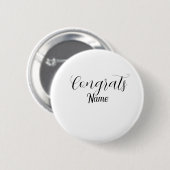 Gefeliciteerd afgestudeerde naam eenvoudig minimaa ronde button 5,7 cm (Voorkant /achterkant)