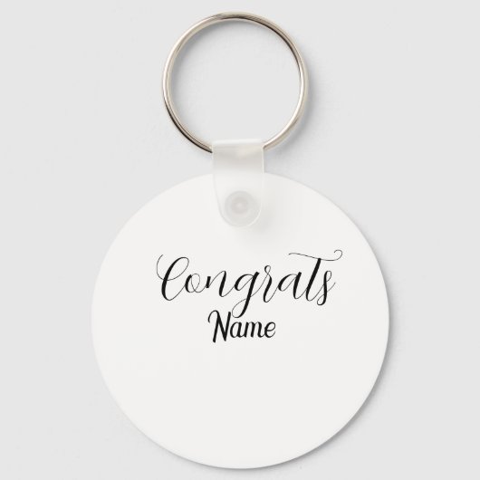Gefeliciteerd afgestudeerde naam eenvoudig minimaa sleutelhanger (Voorkant)