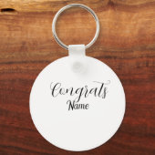Gefeliciteerd afgestudeerde naam eenvoudig minimaa sleutelhanger (Voorkant)