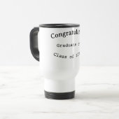Gefeliciteerd afgestudeerde naam klas van 20XX typ Reisbeker (Voorkant links)